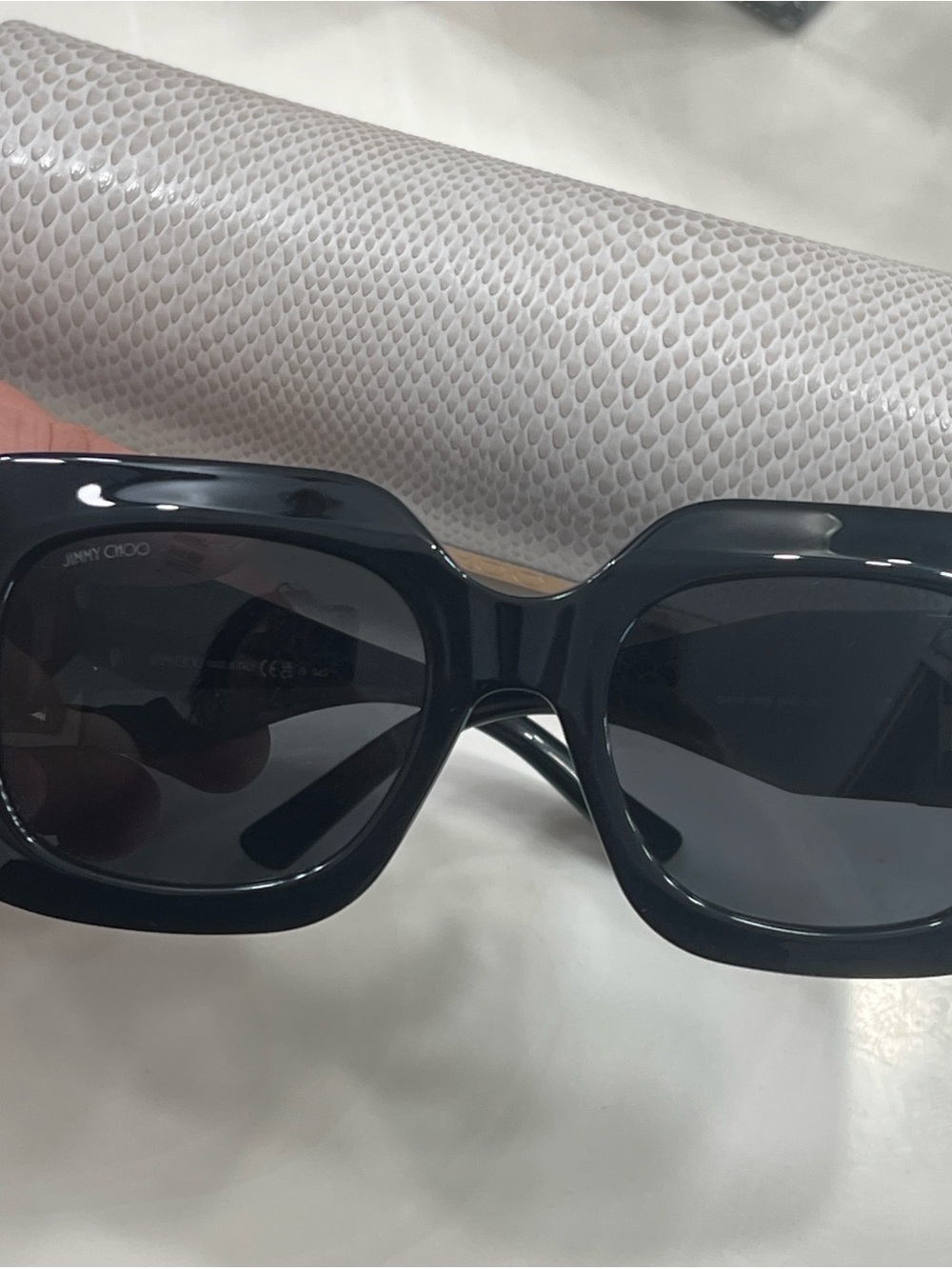 Jimmy Choo Glossy Black Oversized Square Sunglasses
